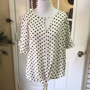 Shirt cream and black polka dots